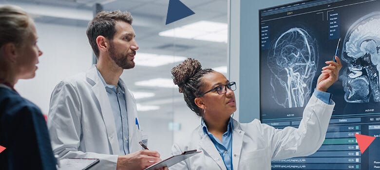 doctor using a tablet with an AIpowered diagnostic tool